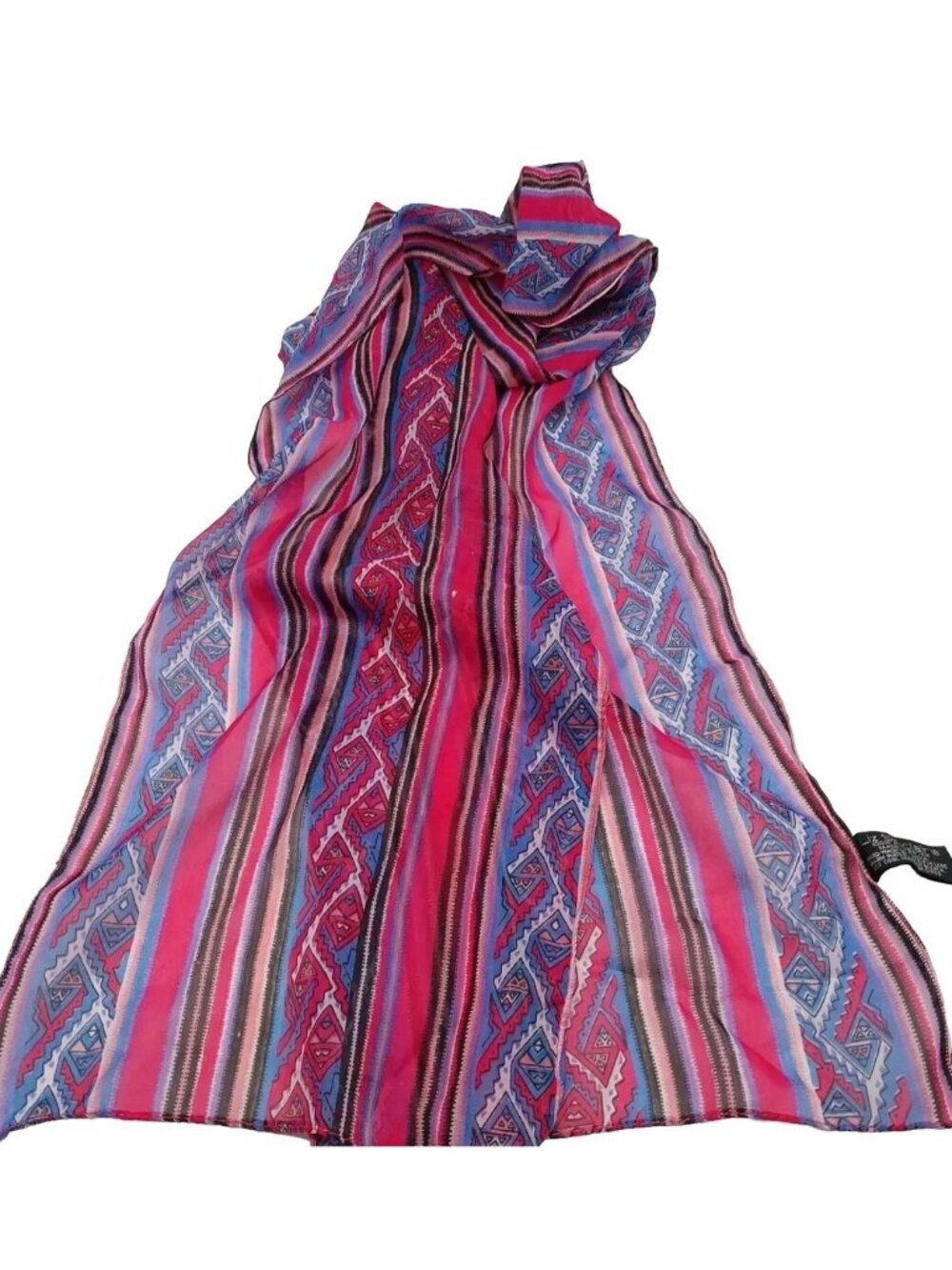 Liz Sinclair Oblong Scarf Multicolor Pink Western Made In India Rayon 10x62
